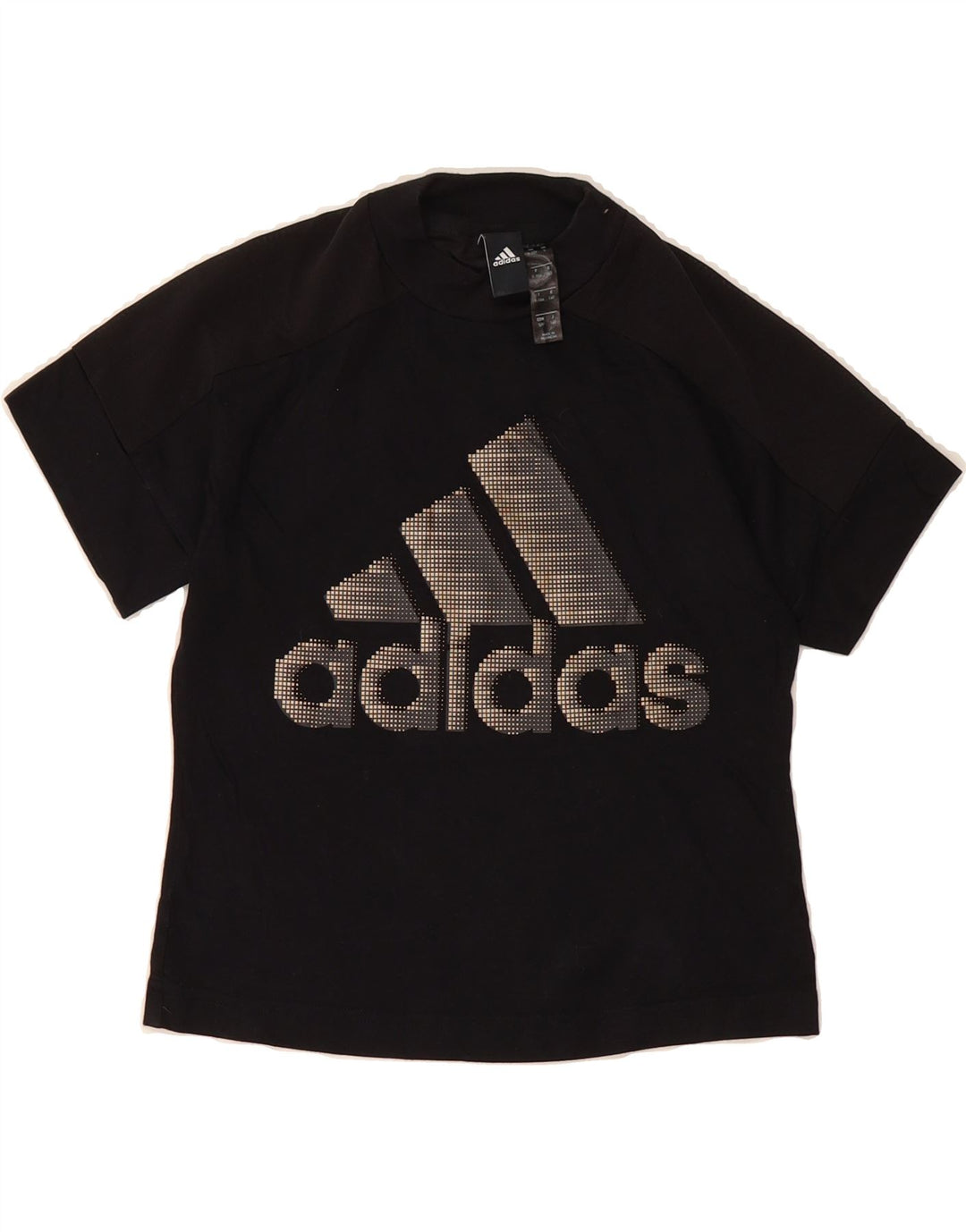 ADIDAS Girls Graphic T-Shirt Top 9-10 Years Black Polyester Vintage Adidas and Second-Hand Adidas from Messina Hembry 