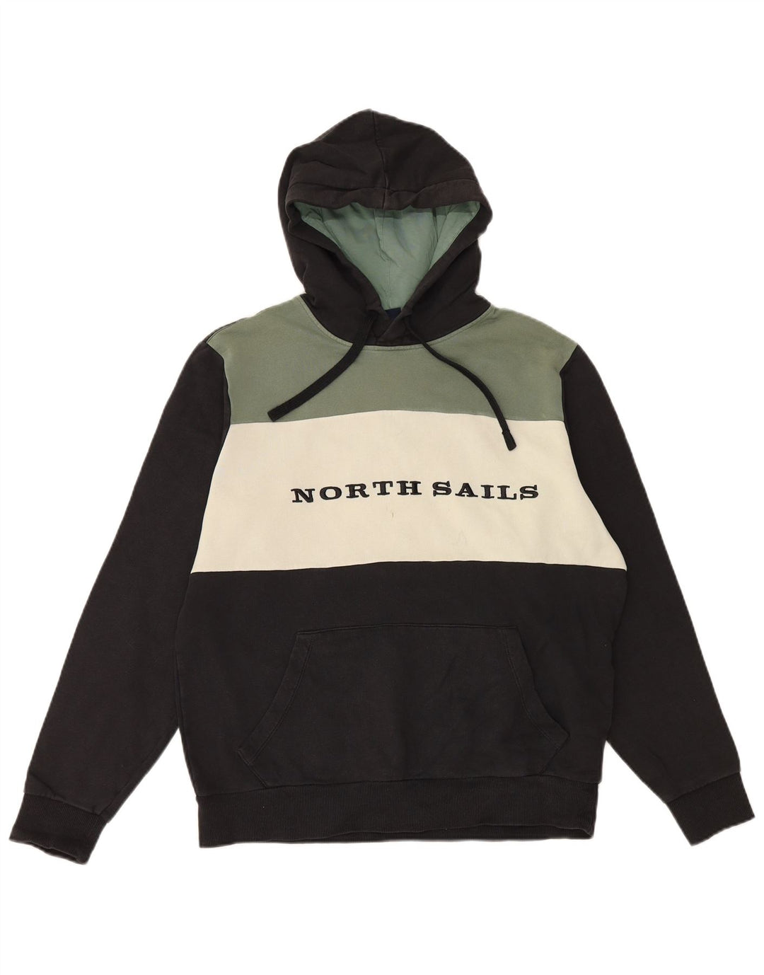 Felpa con cappuccio grafica da uomo North Sails in cotone color block medio nero