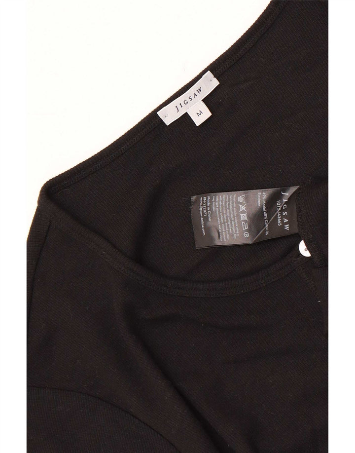 Top cardigan a maniche corte da donna Jigsaw UK 12 medio nero modal