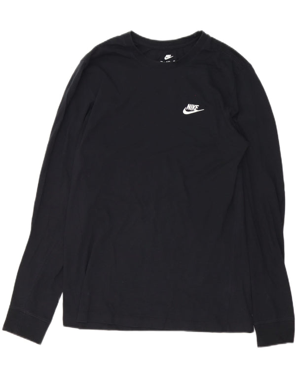 Top Nike da uomo a maniche lunghe in cotone nero medio