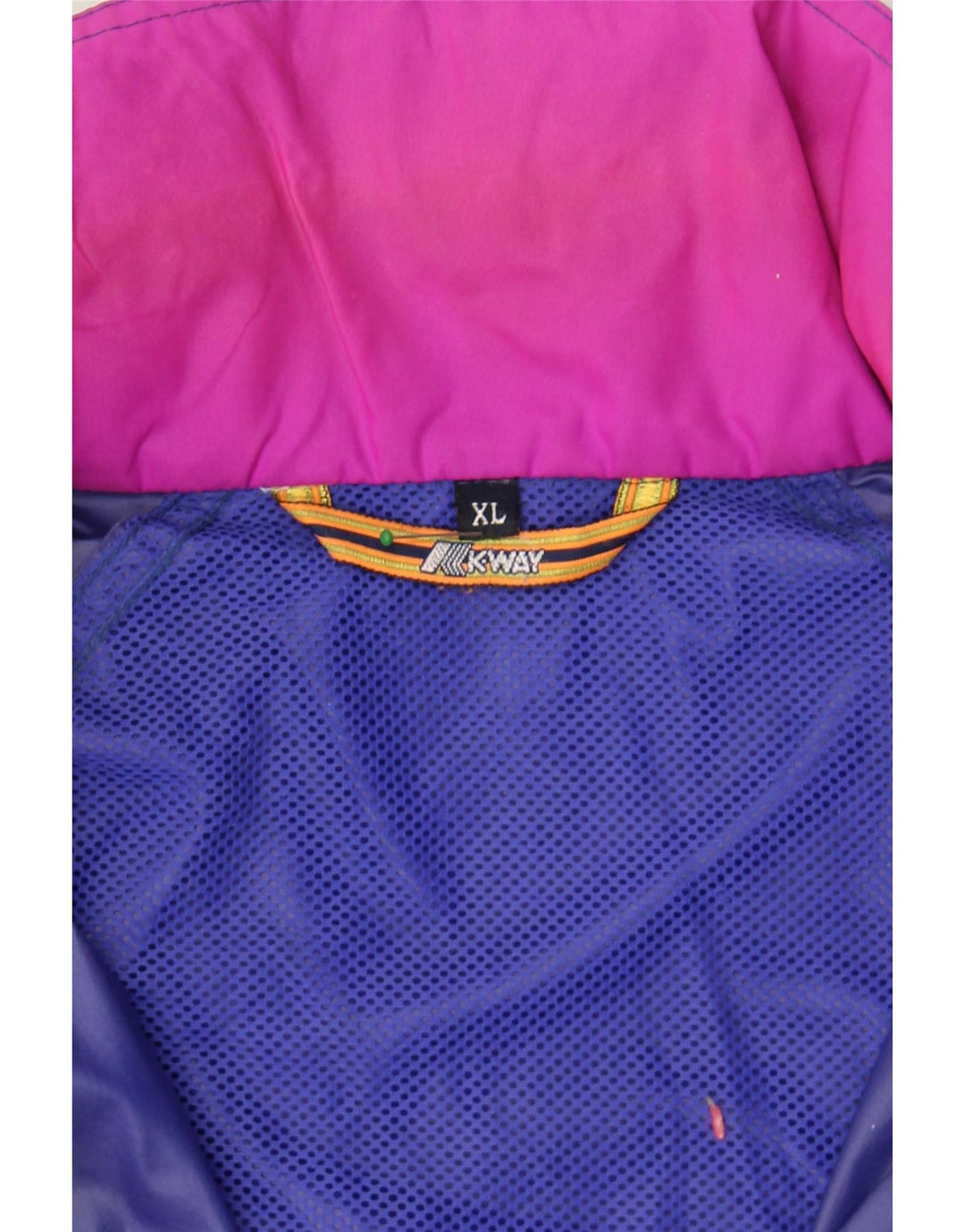 K-WAY Mens Rain Jacket UK 42 XL Purple Colourblock Vintage K-Way and Second-Hand K-Way from Messina Hembry 
