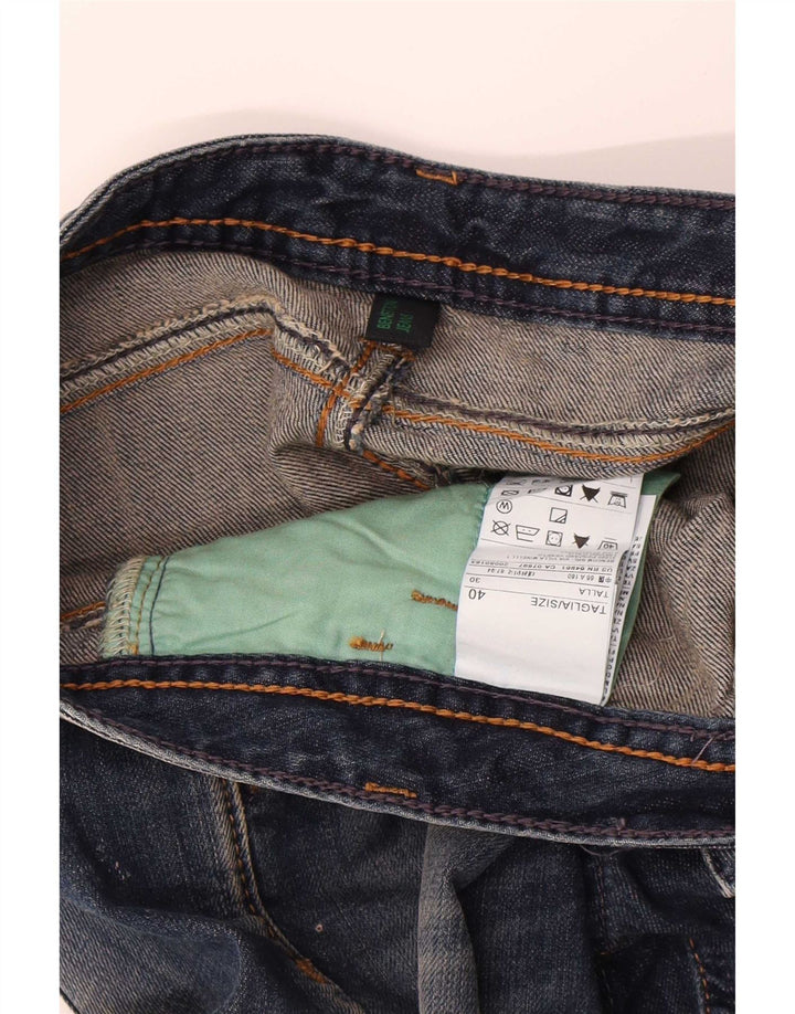 Pantaloncini di jeans invecchiati Benetton da donna IT 40 piccoli W30 cotone blu
