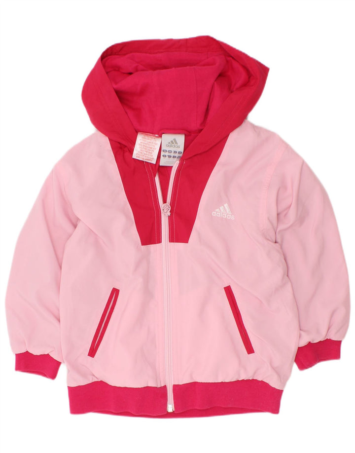 Giacca antipioggia Adidas per ragazze con cappuccio 2-3 anni in poliestere color block rosa