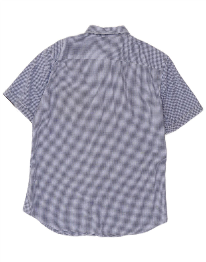 Camicia a maniche corte da uomo Benetton a quadri blu medio