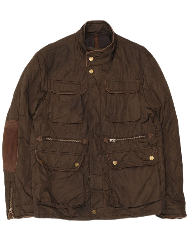 Giacca trapuntata da uomo Massimo Dutti UK 38 Poliestere marrone medio