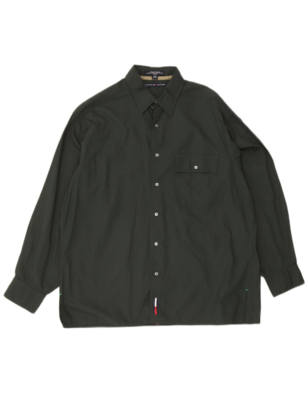 Camicia da uomo Tommy Hilfiger taglia 15 1/2 cotone verde medio