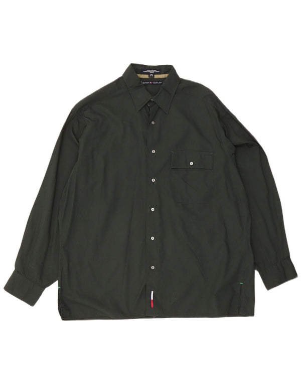 Camicia da uomo Tommy Hilfiger taglia 15 1/2 cotone verde medio