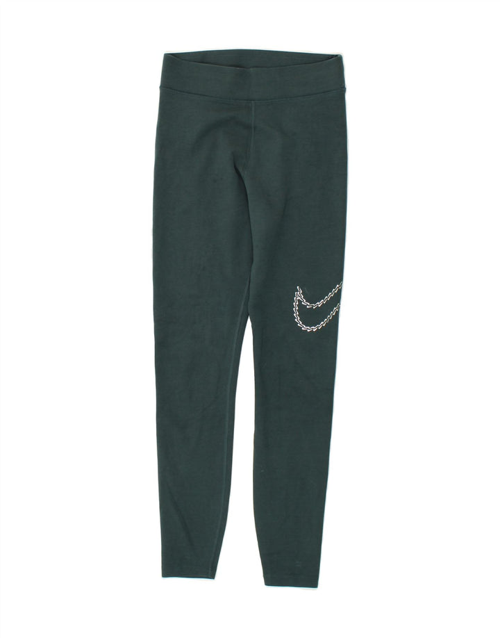 NIKE Womens Graphic Leggings UK 8 Small Green Cotton Vintage Nike and Second-Hand Nike from Messina Hembry 