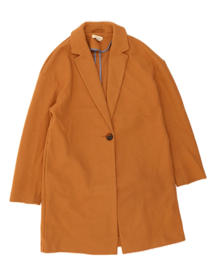 TOPSHOP Womens Overcoat UK 10 Small  Brown Polyester Vintage Topshop and Second-Hand Topshop from Messina Hembry 