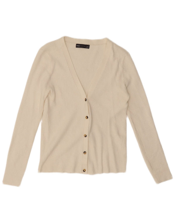 Maglione cardigan da donna Marks & Spencer UK 14 medio bianco