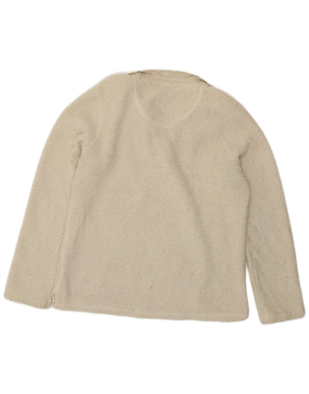 Crew Clothing Maglione in pile da donna con collo a bottoni UK 14 Grande poliestere bianco