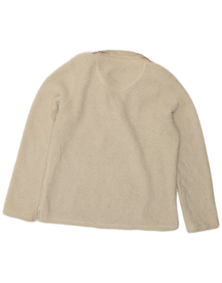 Crew Clothing Maglione in pile da donna con collo a bottoni UK 14 Grande poliestere bianco