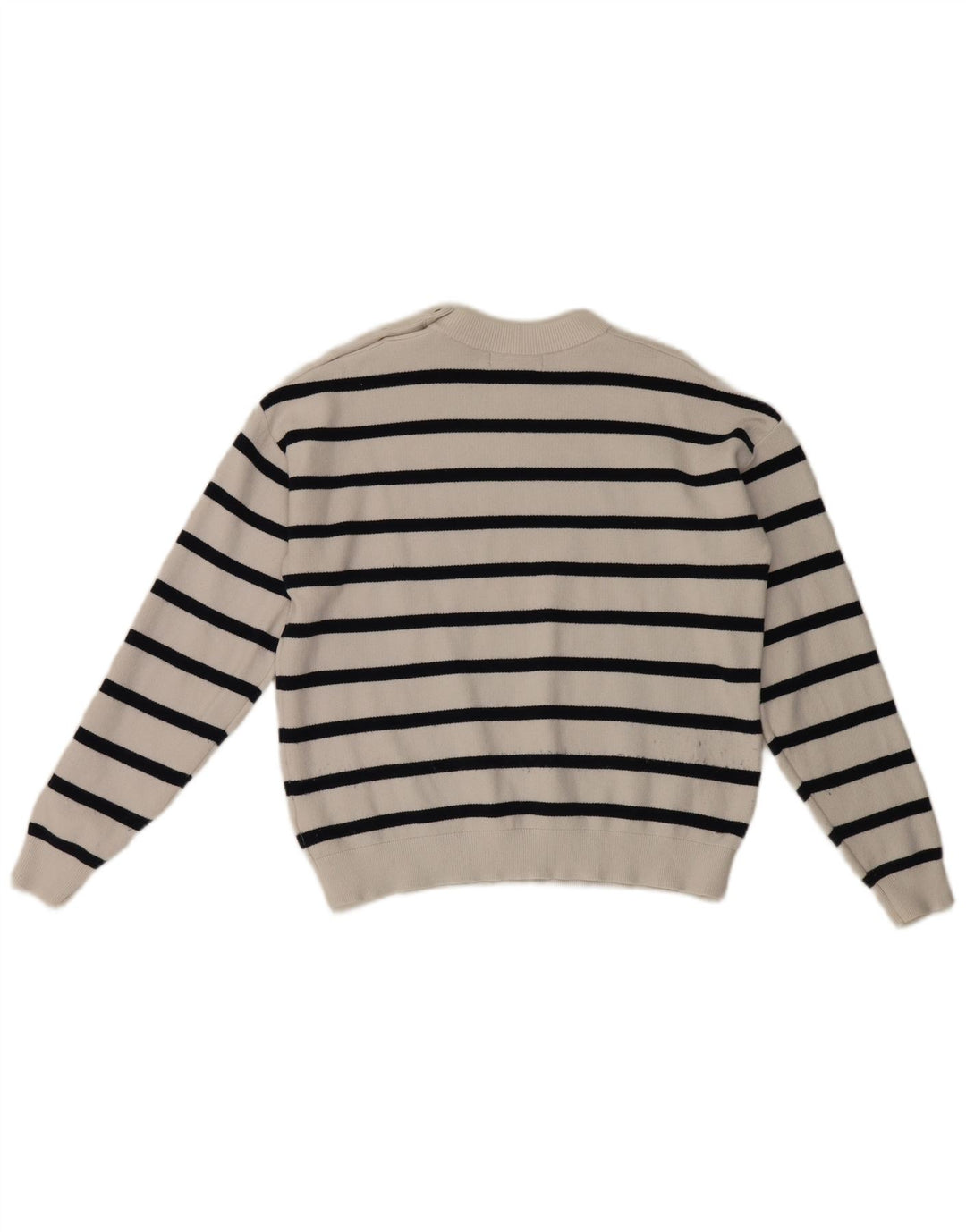 Maglione maglione girocollo da donna Marks & Spencer UK 14 a righe bianche medie