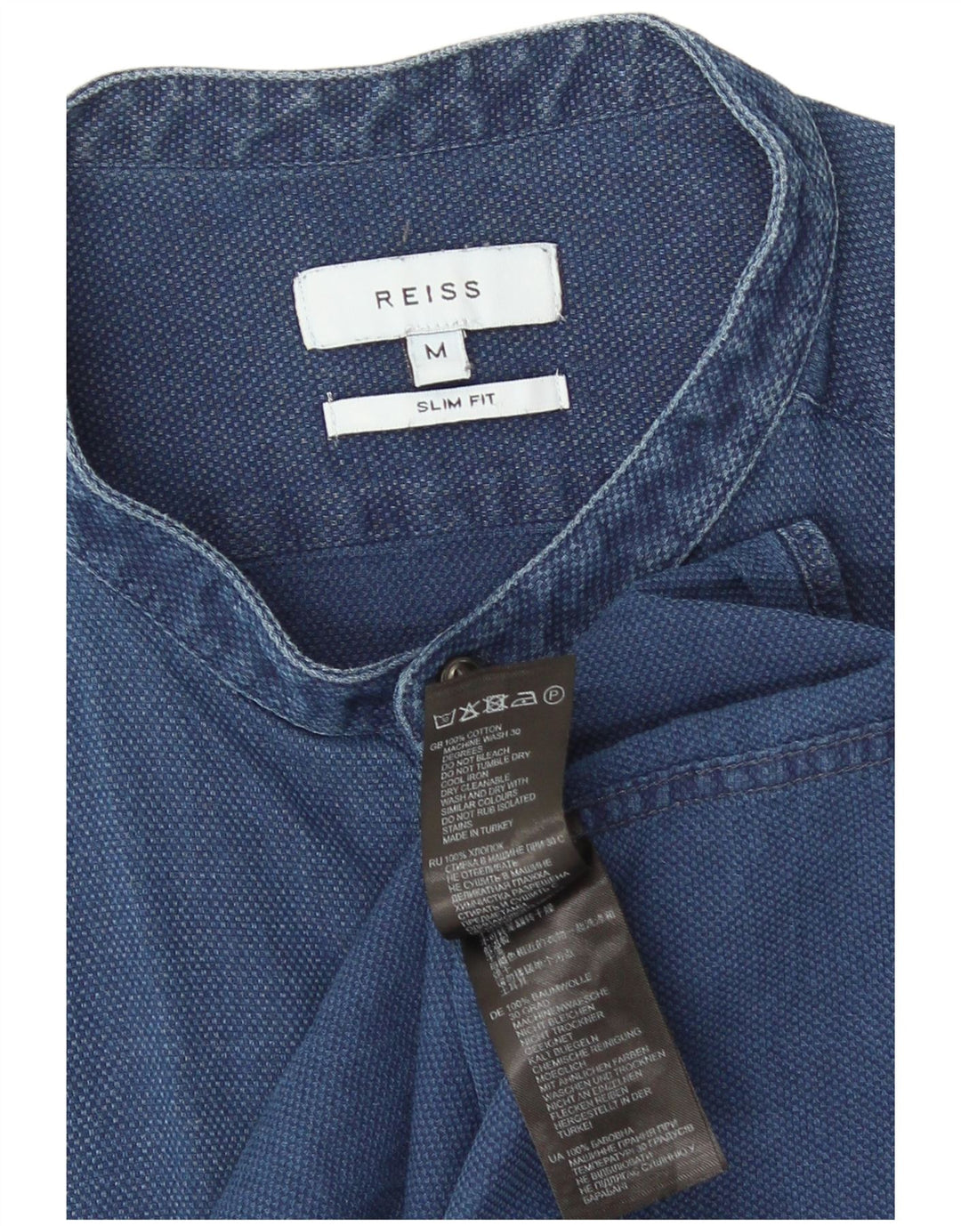 Camicia Reiss Slim Fit da uomo in cotone blu medio