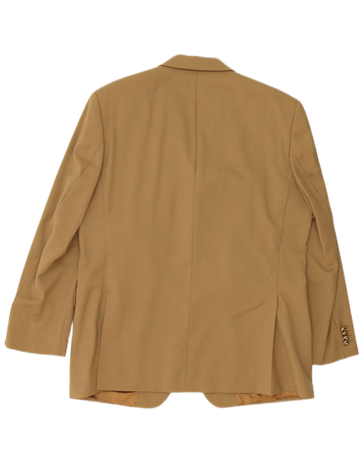 PIERRE CARDIN Giacca blazer a 3 bottoni da uomo UK 40 Large Beige Lana vergine