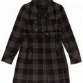 Cappotto doppiopetto da donna Jane Norman US 8 lana a quadri neri medi