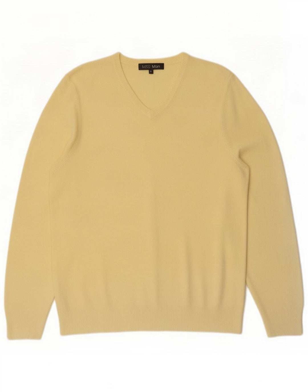 Marks & Spencer Maglione da uomo con scollo a V, acrilico giallo medio