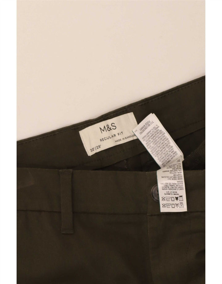Pantaloni chino vestibilità regolare da uomo Marks & Spencer W30 L28 cotone kaki