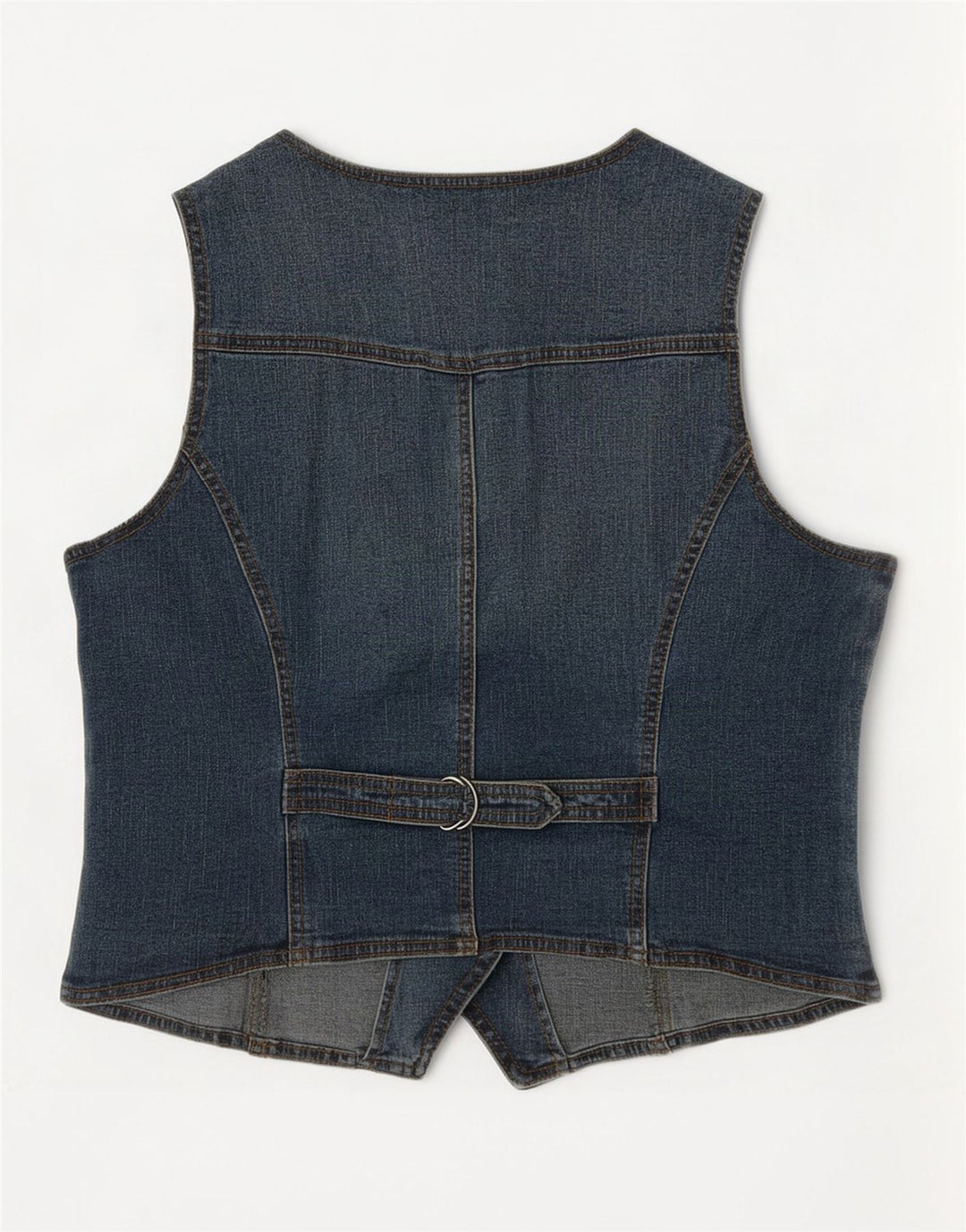 Gilet di jeans vintage da donna EU 42 grande cotone blu