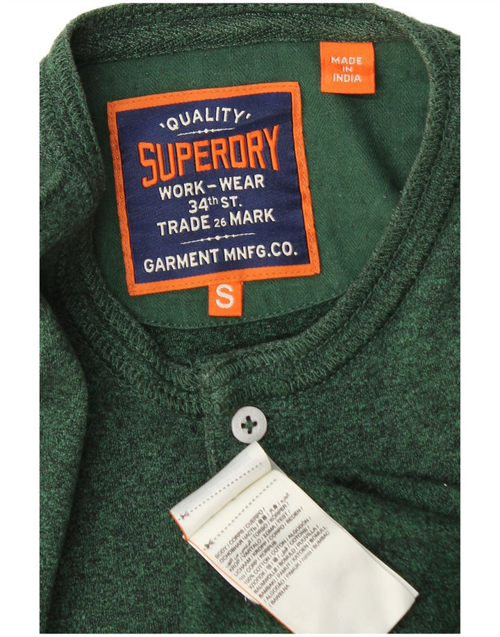 Top da uomo Superdry a maniche lunghe in cotone chiazzato verde piccolo