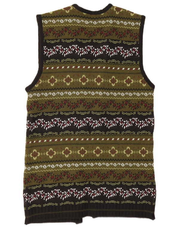 Maglione cardigan senza maniche lungo da donna vintage UK 12 Verde medio