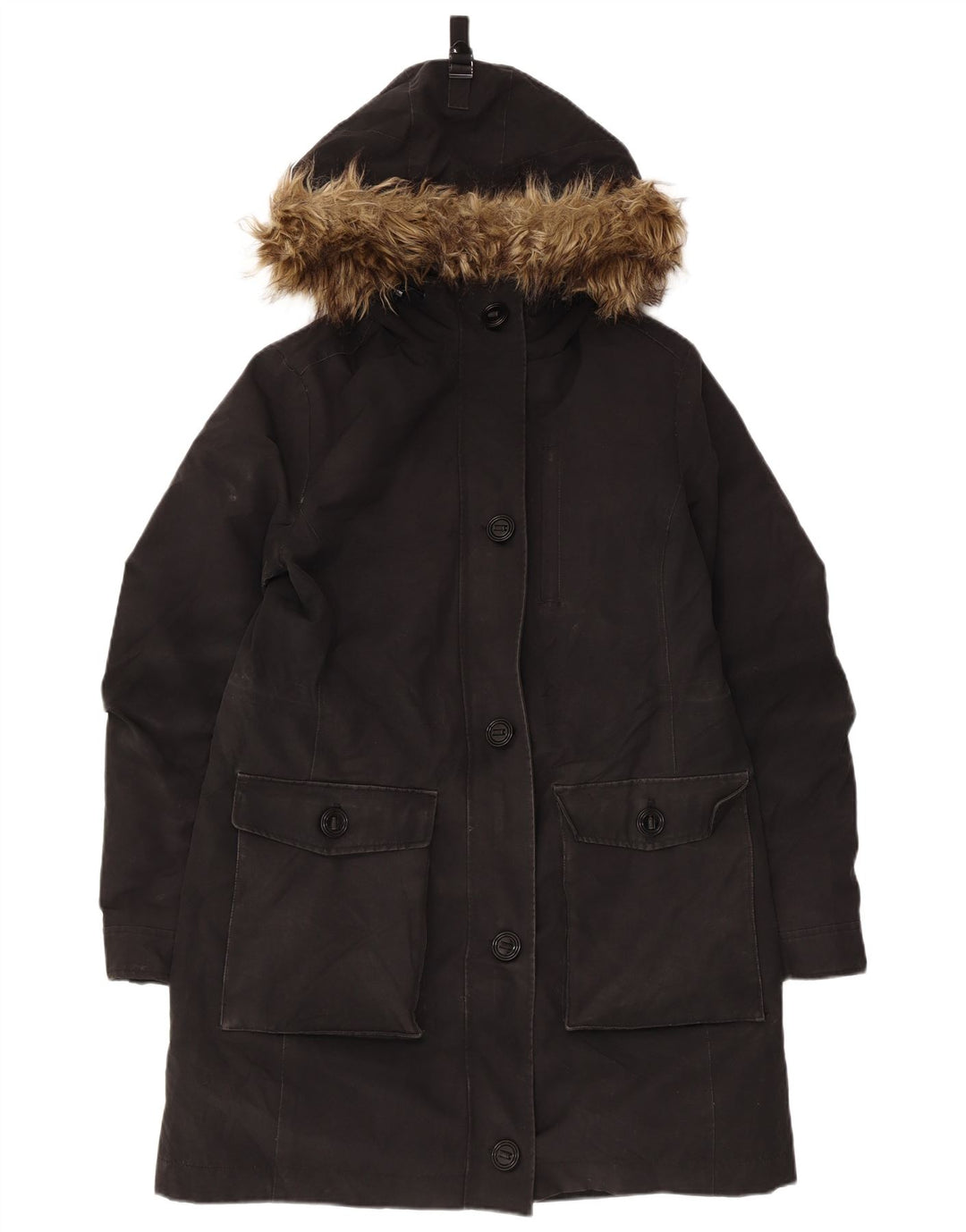 Cappotto con cappuccio da donna Marks & Spencer UK 12 medio poliestere nero