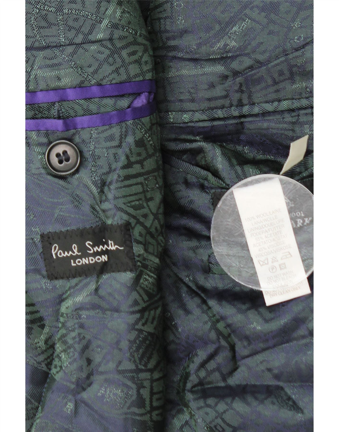 Giacca blazer da uomo a 3 bottoni Paul Smith UK 40 grande in lana a quadretti blu navy