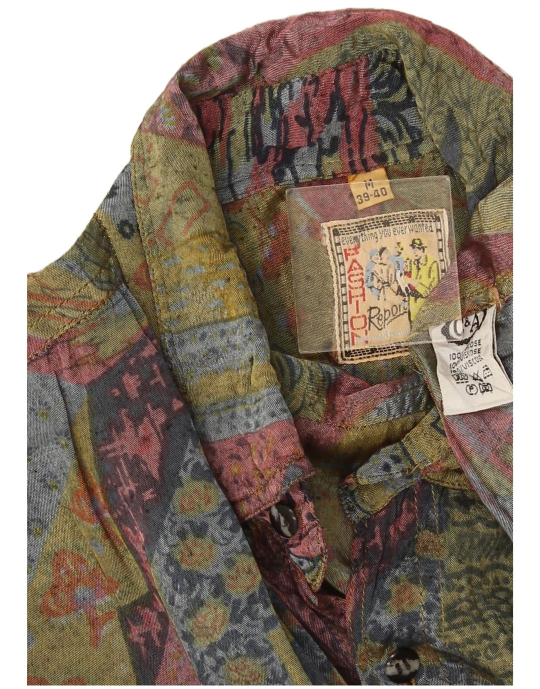 Camicia da uomo C&A taglia 39/40 Viscosa geometrica multicolore media