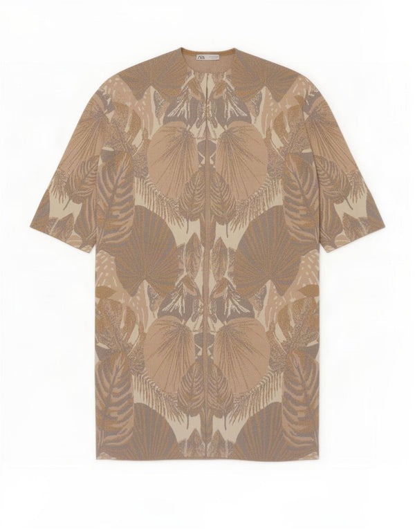 Abito tenda oversize da donna Zara con maniche a 3/4 UK 10 piccolo beige floreale