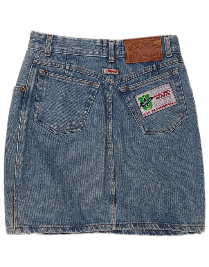 Gonna in denim uniforme da donna W28 in cotone blu medio