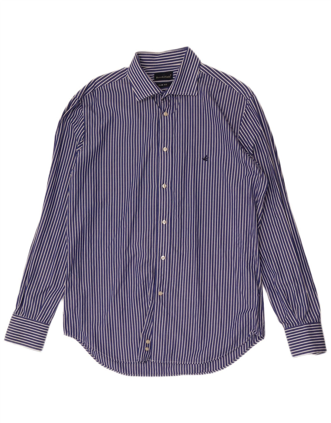 Camicia da uomo slim fit Brooksfield taglia 41 cotone gessato blu medio