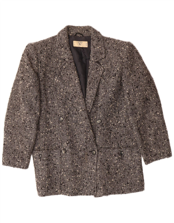 VALENTINO Giacca Blazer Doppiopetto Donna IT 44 Grigio Medio Chiazzato