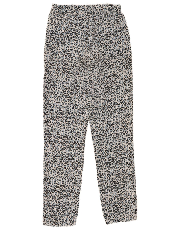 Pantaloni casual a vita alta da donna vintage UK 12 medi W24 L29 cotone blu