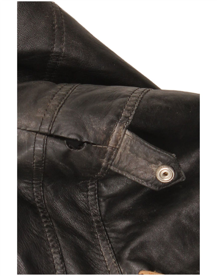 Giacca in pelle vintage da uomo UK 42 XL in pelle nera