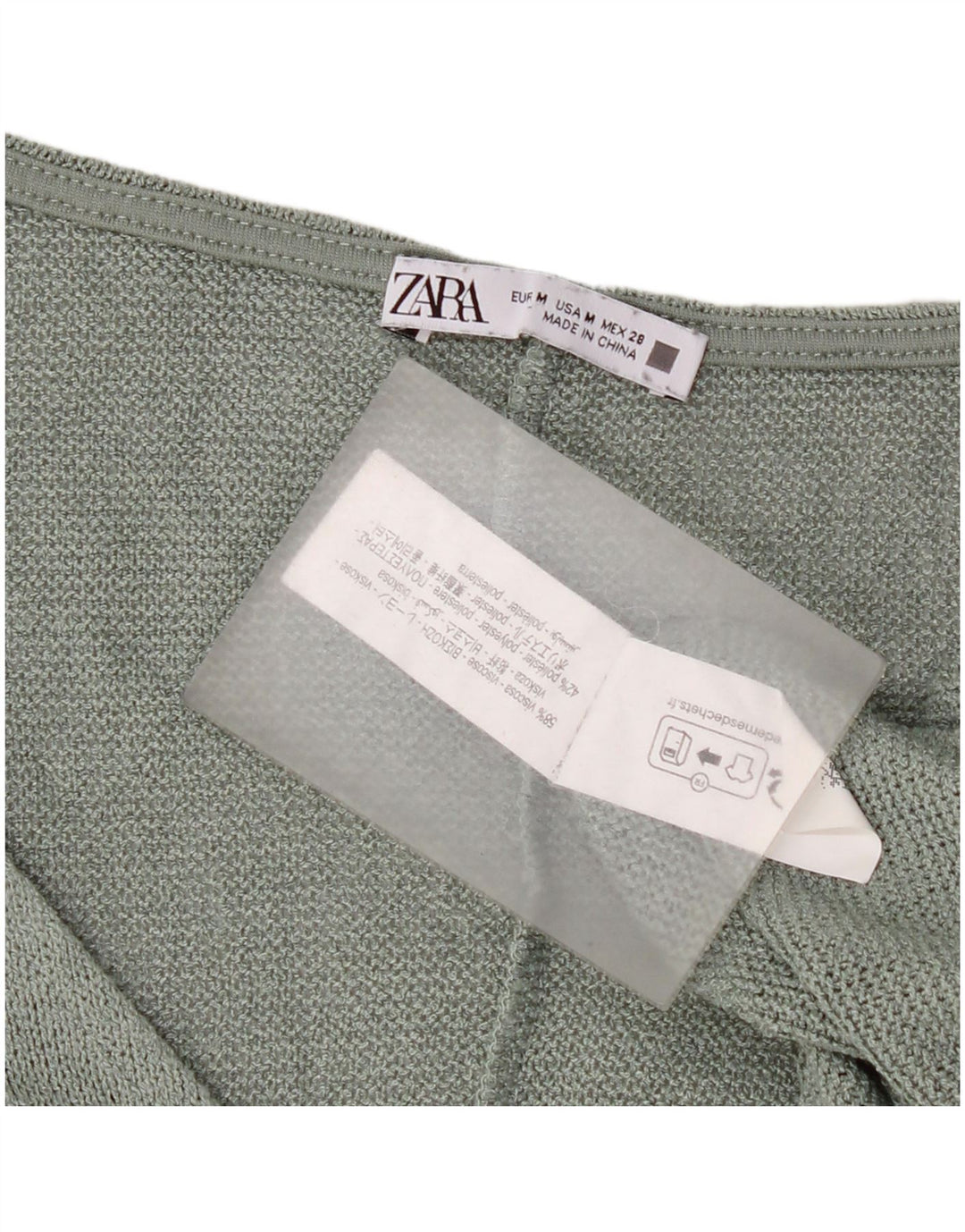 Top corto in maglia oversize corto da donna Zara UK 14 Viscosa verde medio