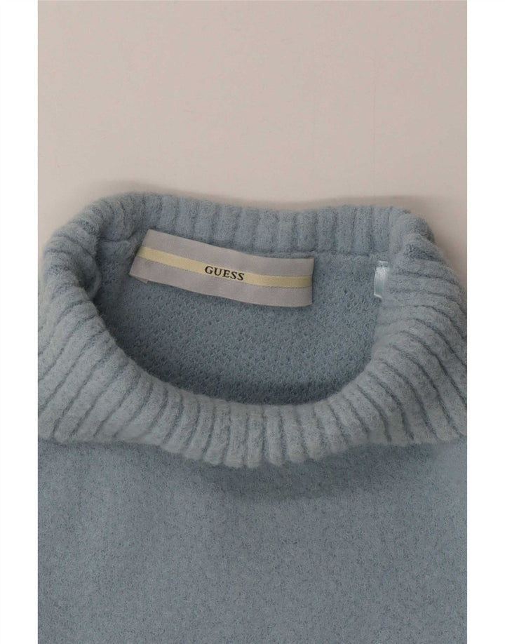 Maglione maglione da donna Guess con collo alto UK 4 XS blu poliammide