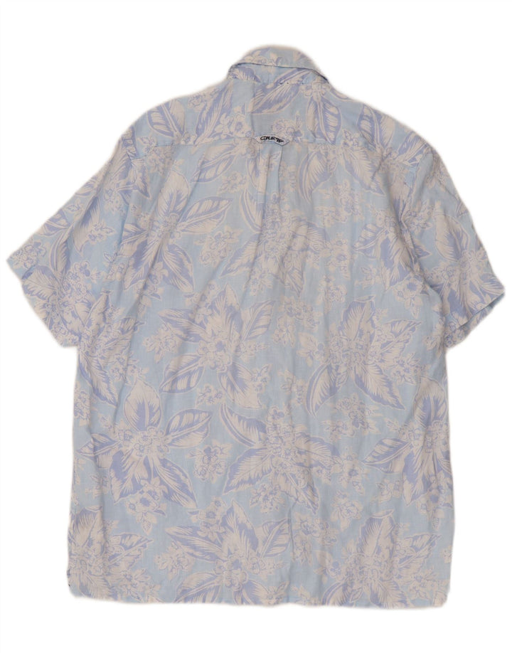 Crew Clothing Camicia a maniche corte da uomo in lino floreale blu medio