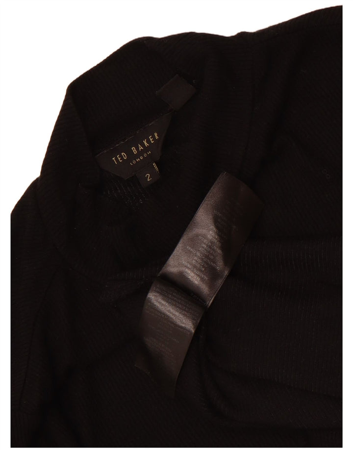 Ted Baker Top da donna a maniche lunghe taglia 2 piccolo in viscosa nera