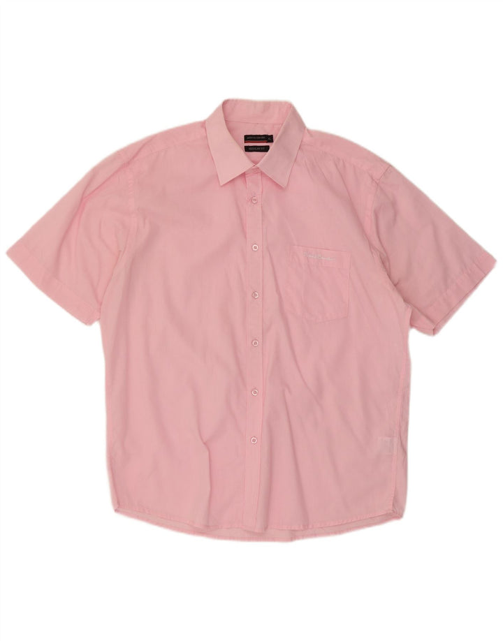 Camicia da uomo a maniche corte Regular Fit Pierre Cardin XL rosa poliestere