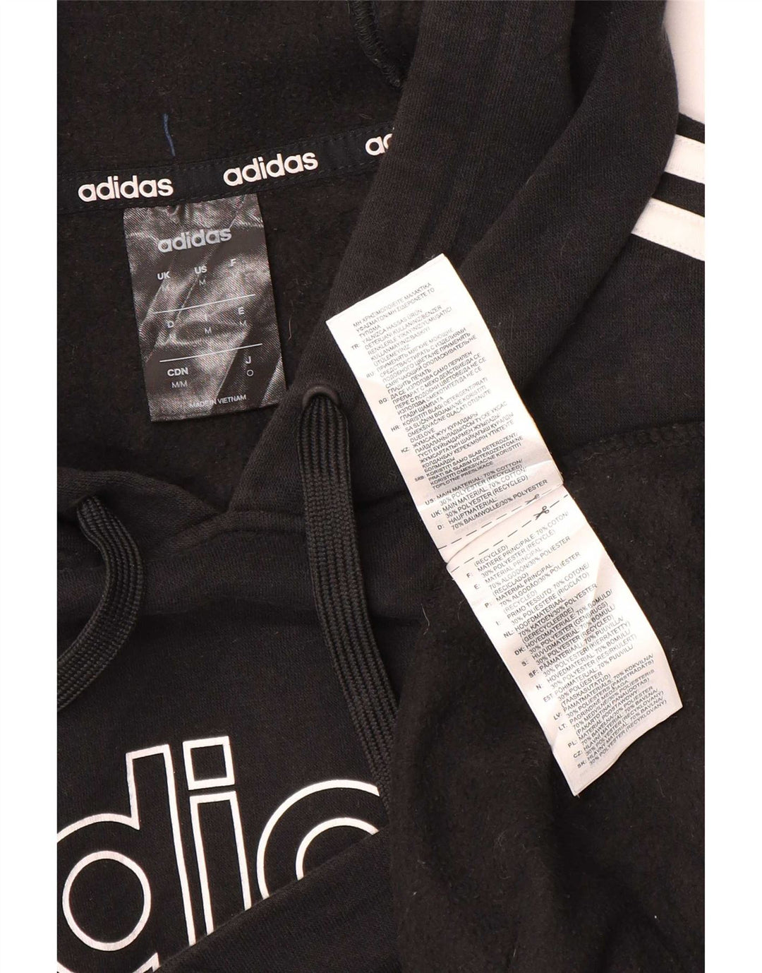 Felpa con cappuccio grafica da uomo Adidas, cotone medio nero
