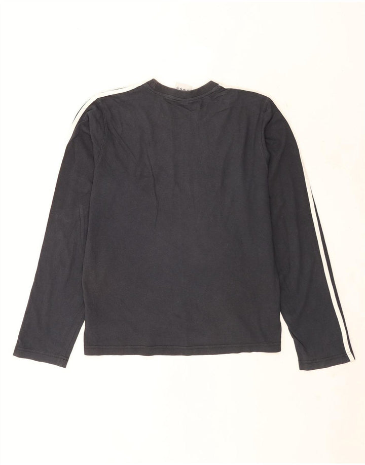 Top Adidas da uomo a maniche lunghe in cotone nero medio