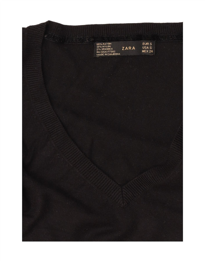 Maglione Zara da donna con scollo a V UK 8 piccolo rayon nero