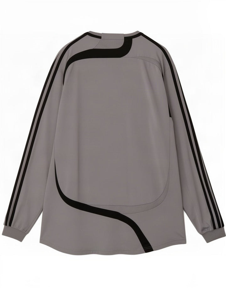 Top Adidas da uomo a maniche lunghe XL in poliestere color block grigio