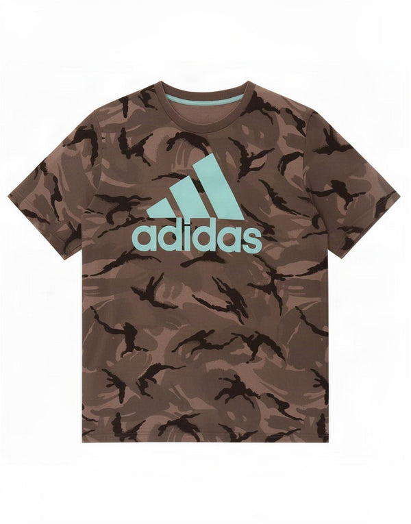 T-shirt grafica da uomo Adidas Top XL in cotone mimetico grigio