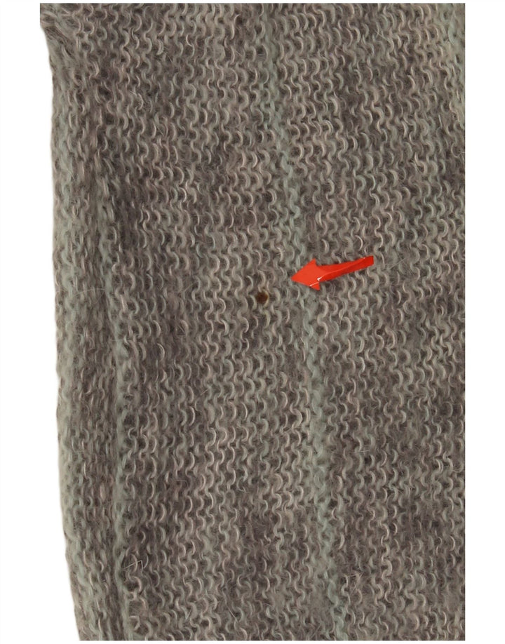 Maglione cardigan da donna vintage UK 18 XL a righe grigie