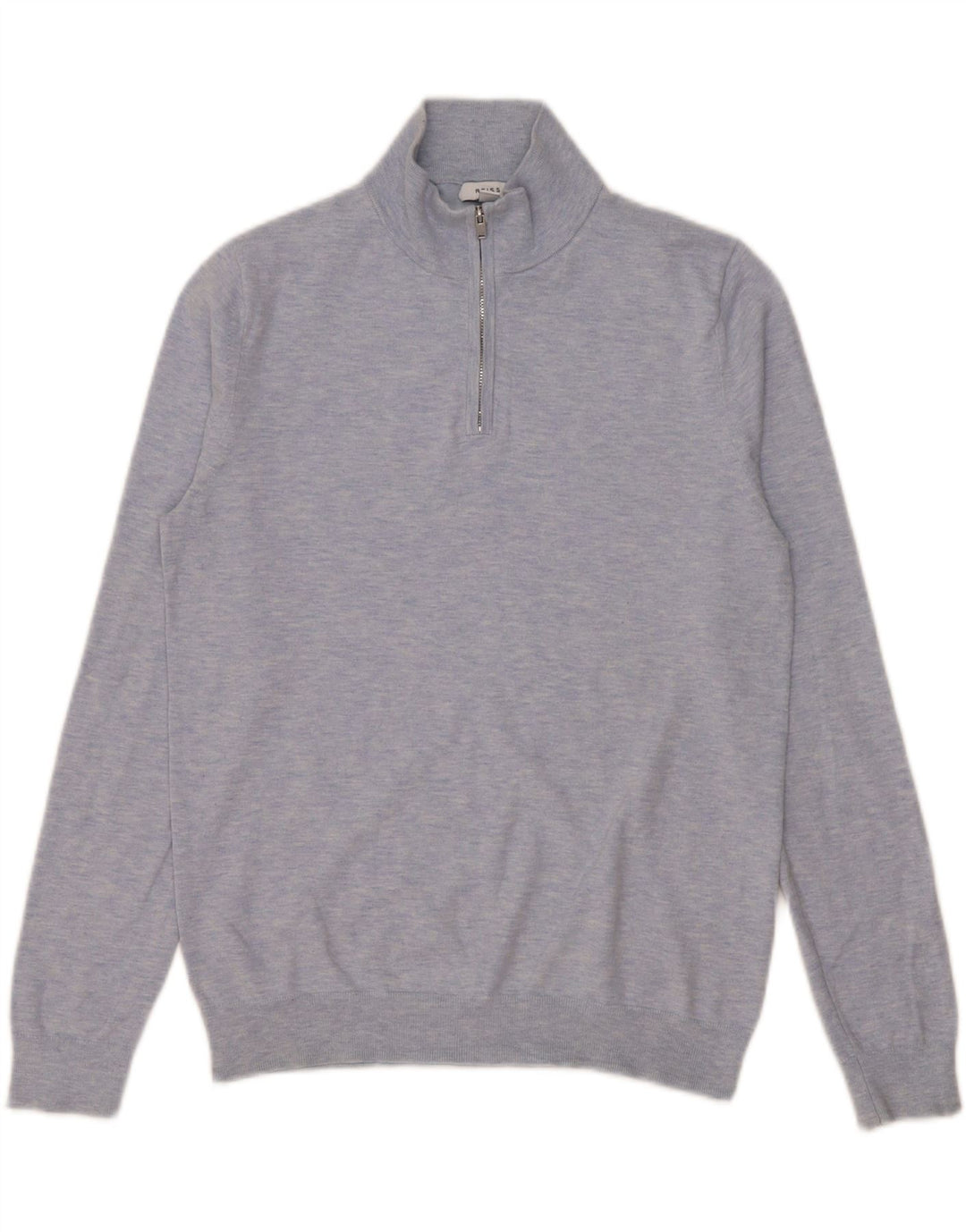 Maglione Reiss da uomo con zip e collo piccolo in cotone blu