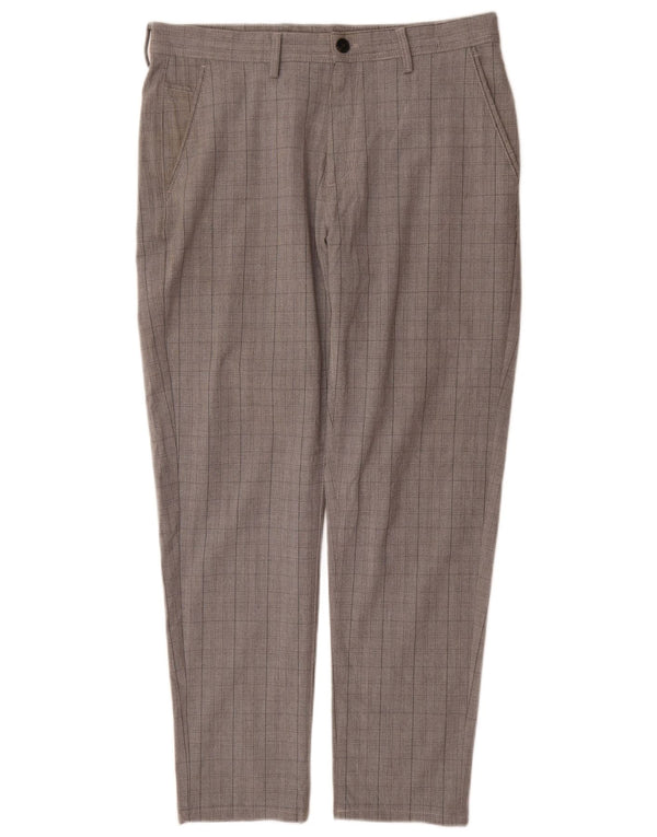 Pantaloni chino slim da uomo Zara EU 42 Large W32 L30 Poliestere a quadri grigi