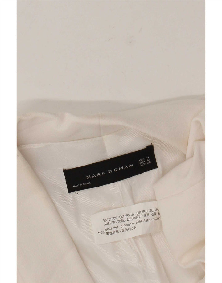 Giacca blazer aperta da donna con maniche a 3/4 Zara UK 14 poliestere bianco medio