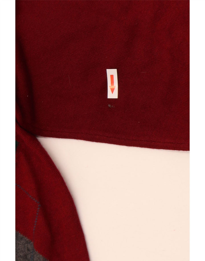 Maglione da uomo con collo alto VINTAGE grande rosso a rombi/diamante
