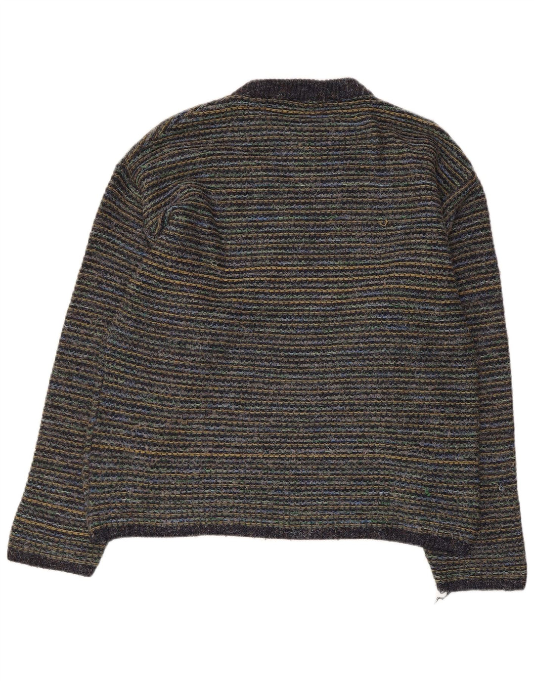 Maglione girocollo da uomo vintage in lana gessata grande multicolore